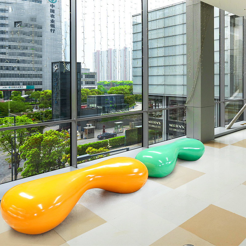 玻璃钢休闲椅创意水滴造型花盆座椅组合商场座椅机场公共区休息椅