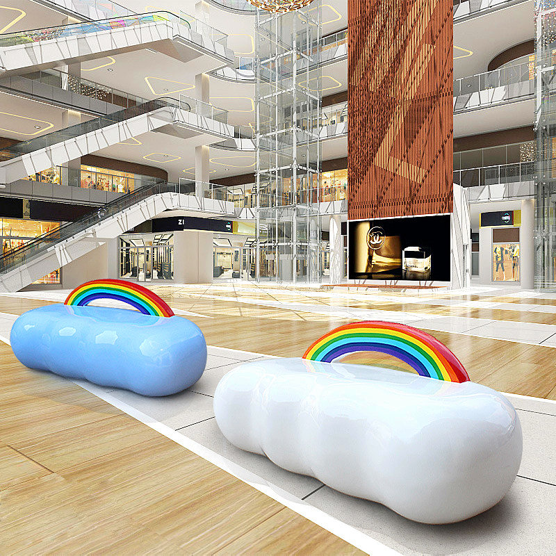 玻璃钢座椅休闲凳商场休息椅商业美陈坐凳花盆商场休闲座椅可定制