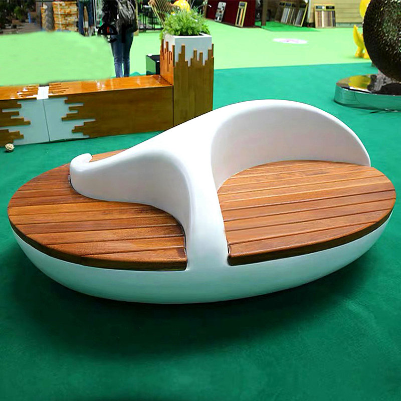 玻璃钢休闲椅花盆组合鹅卵石坐凳创意户外公共休息区椅子商场座椅