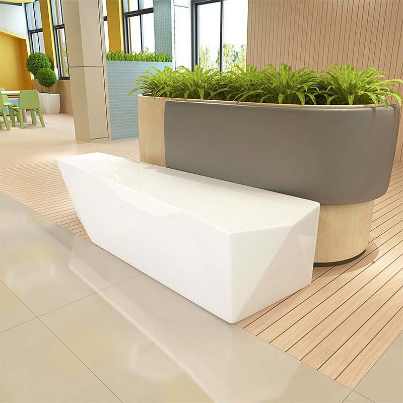 玻璃钢休闲椅子商场休息区仿木纹座椅户外公园防腐木长条坐凳定制