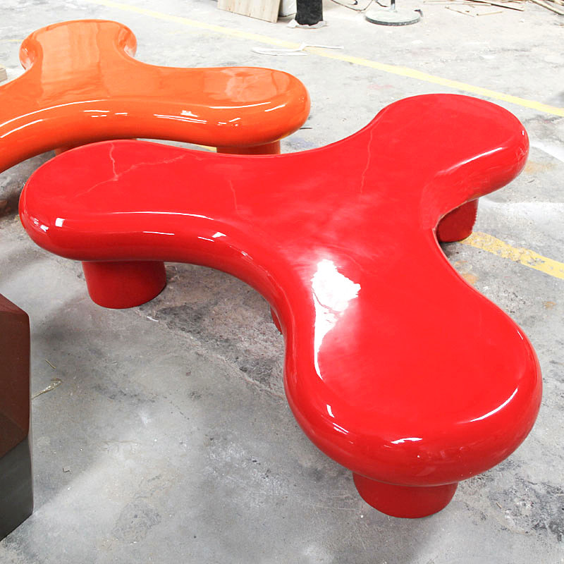 玻璃钢休闲坐凳商场公共座椅户外等候椅创意美陈景观休息弧形椅子